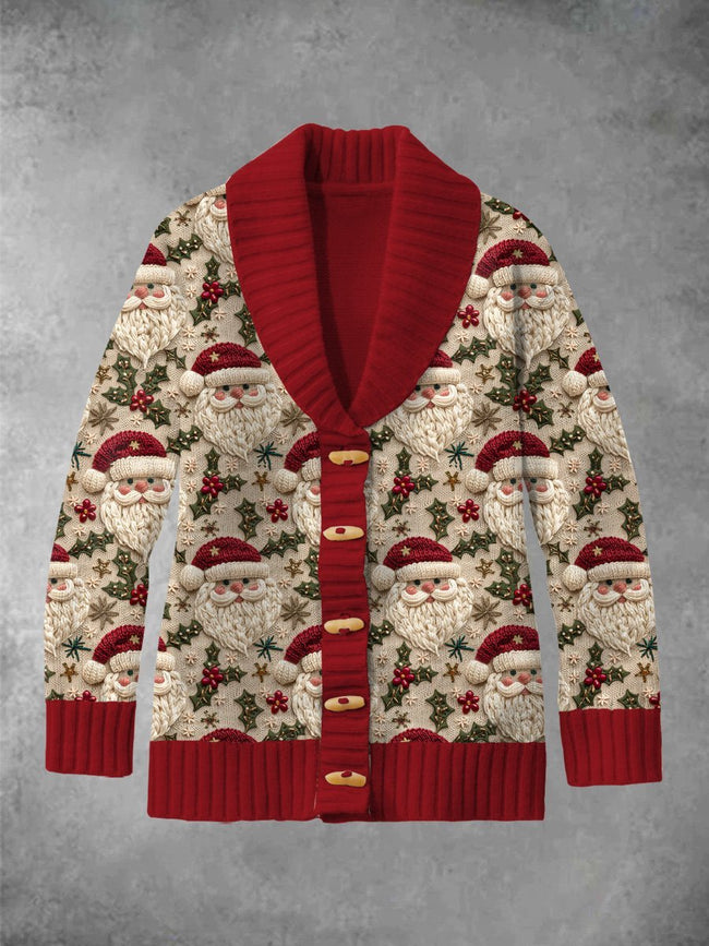 Women's Santa Claus  Printed Classic Cardigan