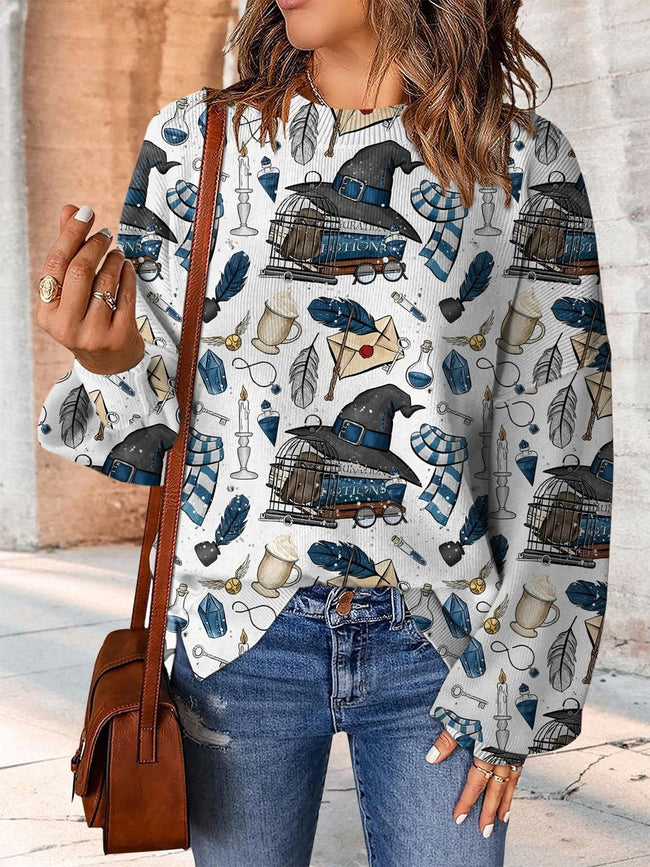 School of Magic and Magic Print Casual Knit Pullover Sweater