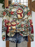 Owl Christmas Fruit Christmas Gift Art Print Casual Sweatshirt