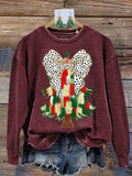 Retro Colorful Coquette Glitter Christmas Tree Print Sweatshirt