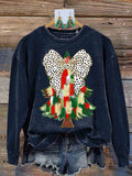 Retro Colorful Coquette Glitter Christmas Tree Print Sweatshirt