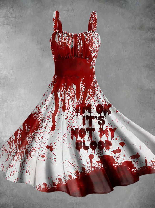 I'M Ok It'S Not My Blood Print Backless Dress