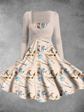 Women's Vintage Magic Academy Print Two-Piece Dress