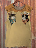 Cowboy Cat Print T-shirt