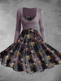 Women's Vintage Spider Print Two-Piece Dress