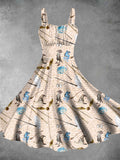 Women's Vintage Magic Academy Print Two-Piece Dress