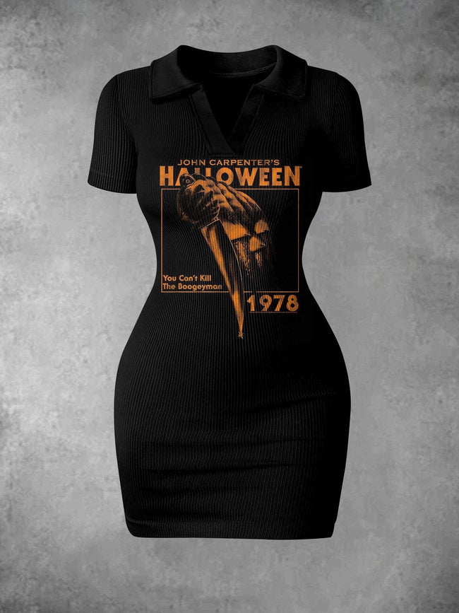 Women's Can't Kill The Boogeyman Halloween Print Ribbed Bodycon Mini Dress