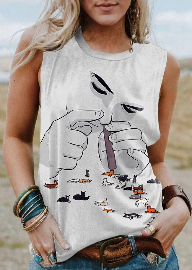 Cat Addiction Print Tank Top