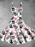 Women's Vintage Scary Movie Print Two-Piece Dress