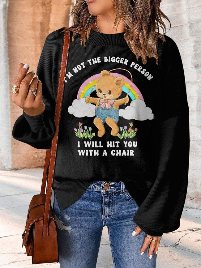 I'm Not The Bigger Person Print Casual Knit Pullover Sweater