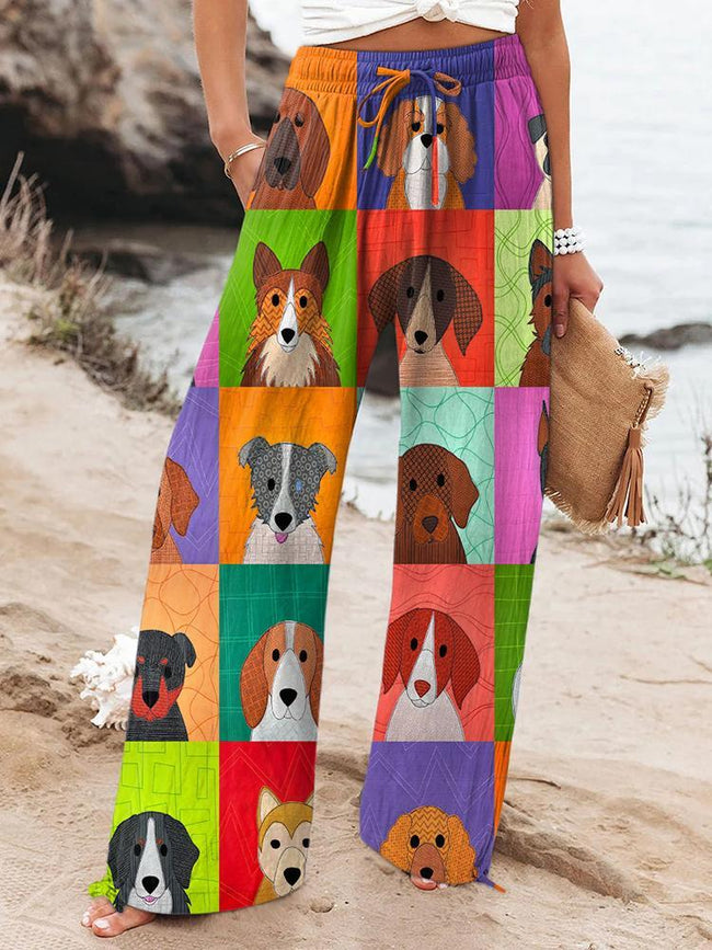 Women's Fun and Colorful Dog Printed Casual Pants