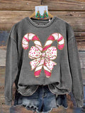 Retro Colorful Coquette Glitter Christmas Tree Print Sweatshirt