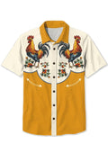 Vintage Animal ChickenPrint Casual 100% Cotton Shirt