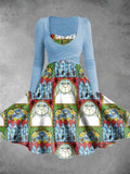 Women's Vintage Magic Academy Print Two-Piece Dress