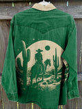 Green Howdy Vintage Stripe Print Casual Shirt