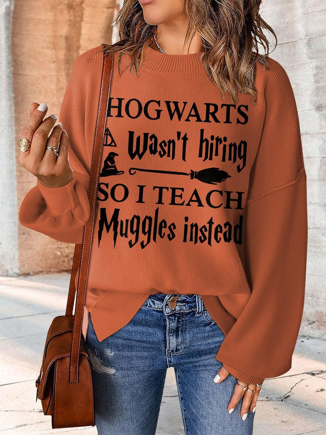 Colorful Muggle Halloween Print Casual Knit Pullover Sweater