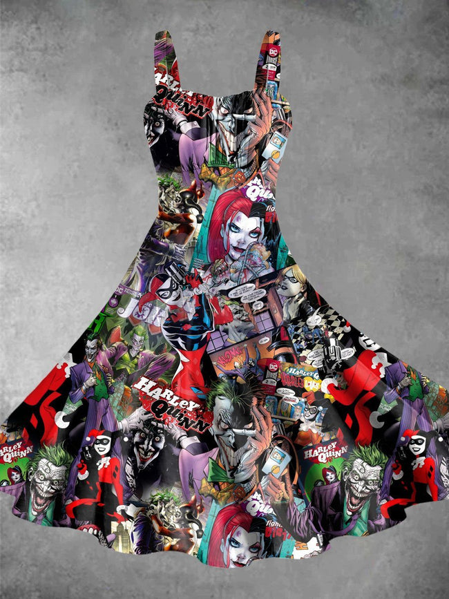 Vintage Movie Poster Halloween Print Backless Dress