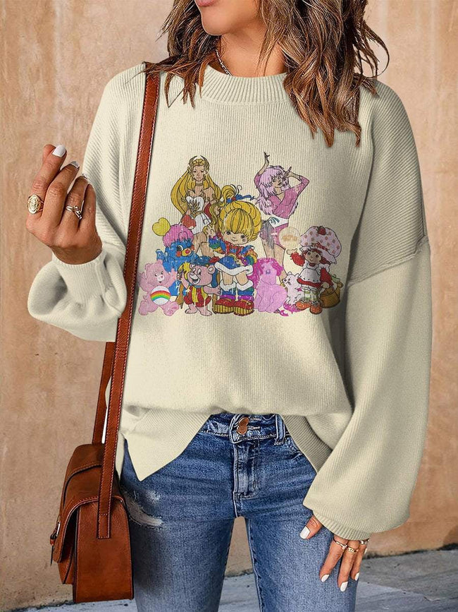 Vintage 1980s Cartoon Print Casual Knit Pullover Sweater