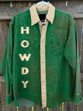 Green Howdy Vintage Stripe Print Casual Shirt