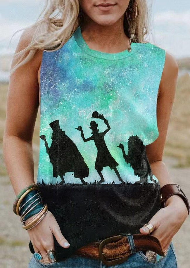 Vintage Halloween Ghosts Print Tank Top