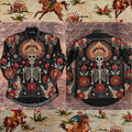 Vintage Colorful Flower Skull Print Casual Shirt