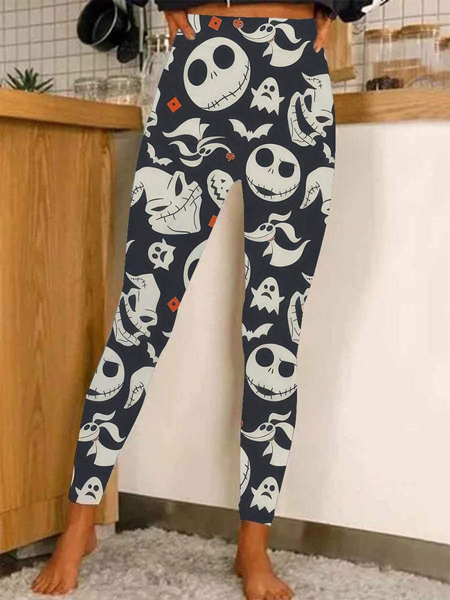 Women's Vintage Halloween Nightmare Print Yoga Leggings