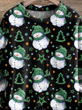 Christmas Snowman and Star Festive Print Knit Pullover Sweater