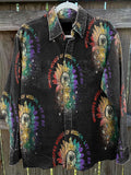 Vintage Wild Hippie Floral Art Print Casual Shirt