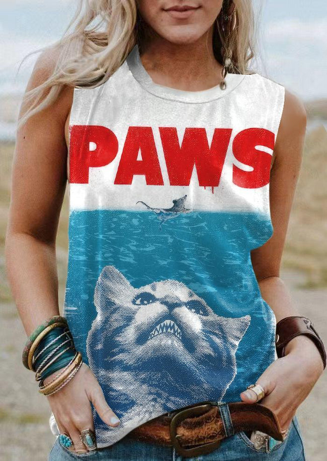 Paws Cat Vintage Art Print Tank Top