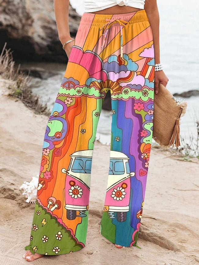 Women's Retro Colorful Hippie Printed Casual Pants