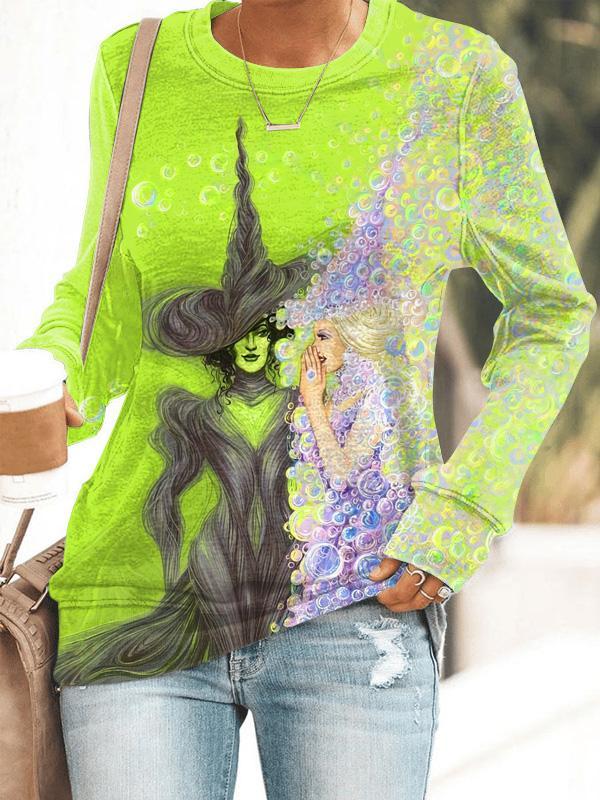 Women's Bubble The Witch and The Princess Printed Long Sleeve Sweatshirt.