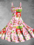 Vintage 1980s Strawberry Shortcake Print Backless Dress