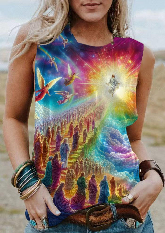 Vintage Jesus God Print Tank Top