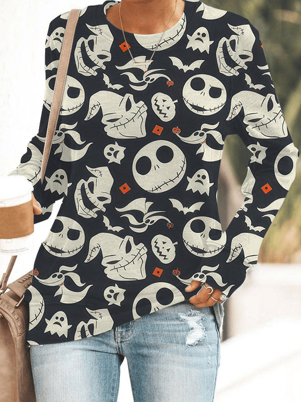 Women's Halloween Printed Long Sleeve Sweatshirt.