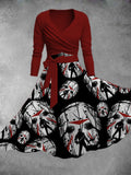 Women's Halloween Mask Print Two-Piece Dress