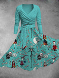 Women's Vintage Halloween Nightmare Print Two-Piece Dress