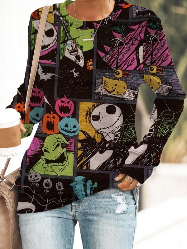 Halloween Nightmare Print Long Sleeve Sweatshirt