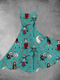 Women's Vintage Halloween Nightmare Print Two-Piece Dress