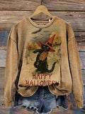 Halloween Magic Cat Playing Violin Art Print Sweatshirt